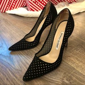 Manolo Blahnik BB Perforated Suede Heels